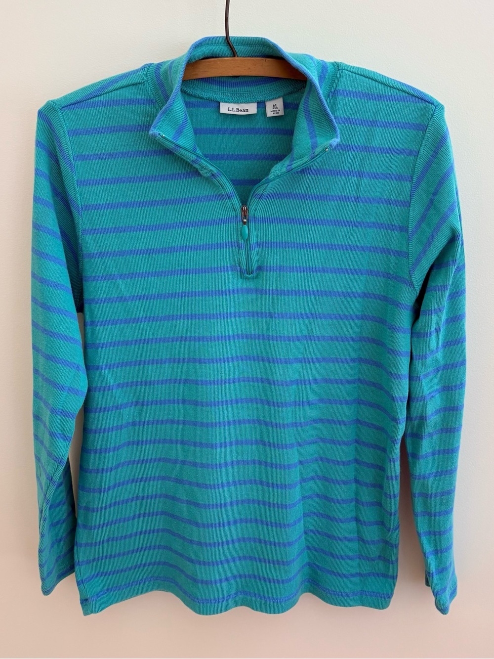 L.L. Bean Cotton Striped Half Zip